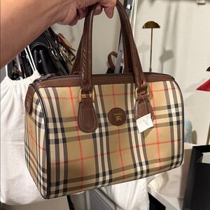 Burberry Beige and Brown Checkered Tote